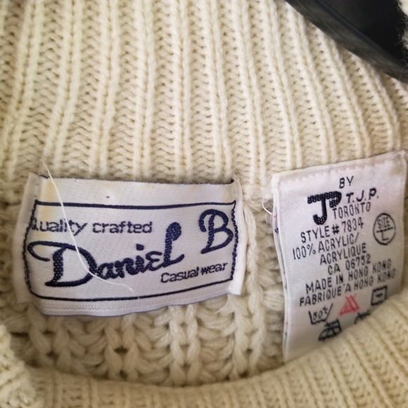 Vintage Daniel B White Natural Neutral Cream Sweater 100% Acrylic Size Large - Picture 2 of 7